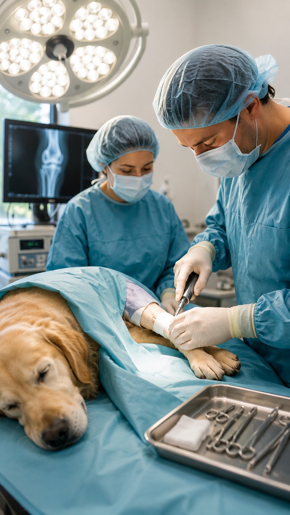 κτηνίατρος της Yourvet διενεργεί χειρουργική επέμβαση σε σκύλο
