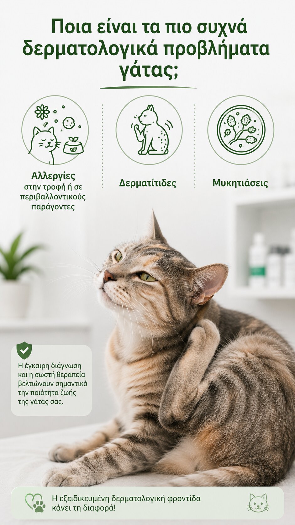 ποια ειναι τα πιο συχνα δερματολογικα προβληματα της γατας